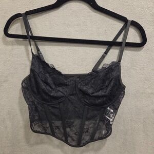 Shein Black Lace Bustier Corset Top Women's Medium Lingerie Festival‎ Coquette